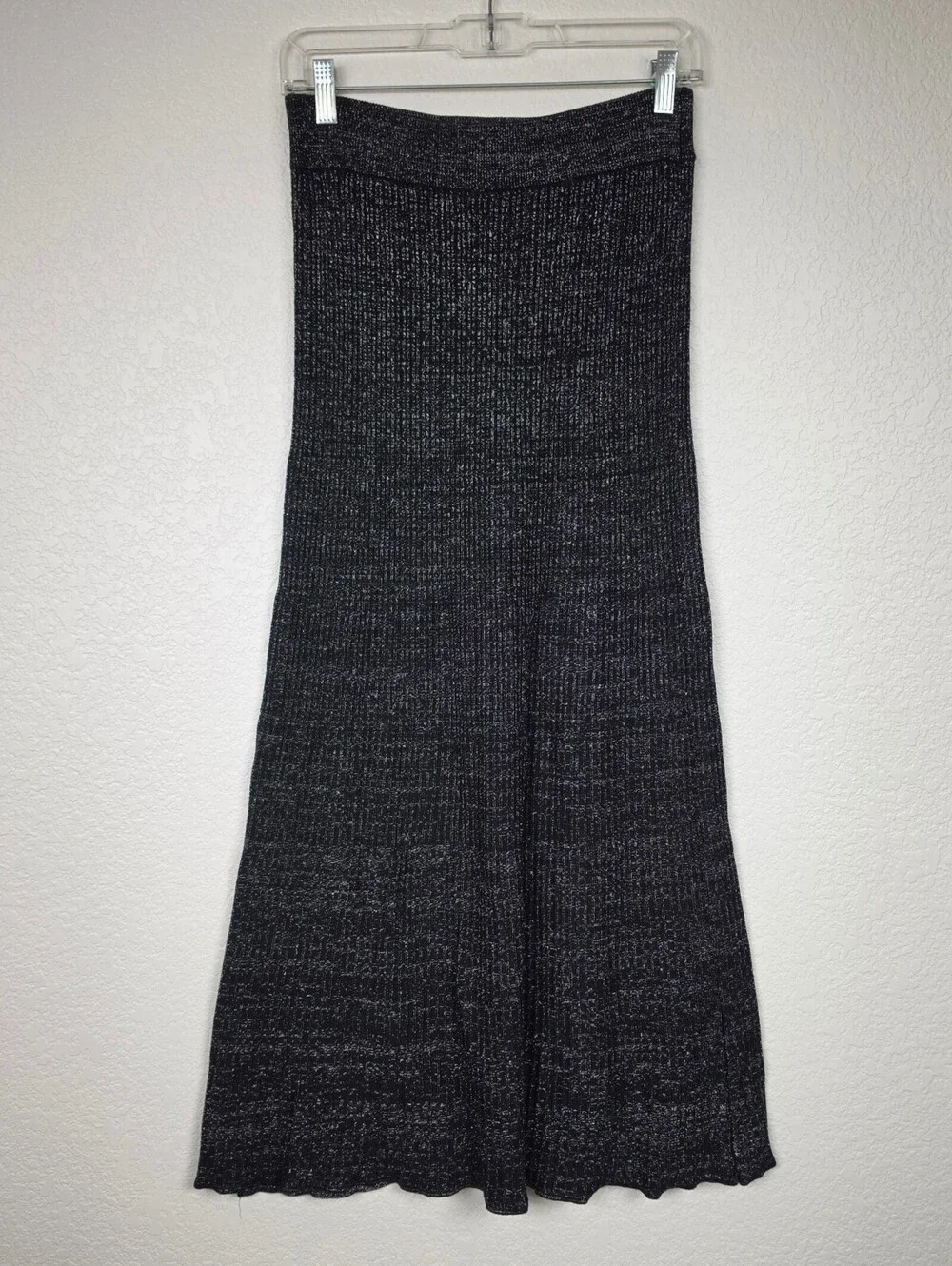 Free People Sparkling Silver Dark Grey Gray Stretch Skirt